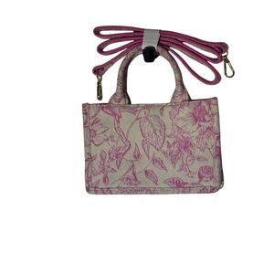 Francesca's Cream Pink Floral Luna Mini Tote Bag